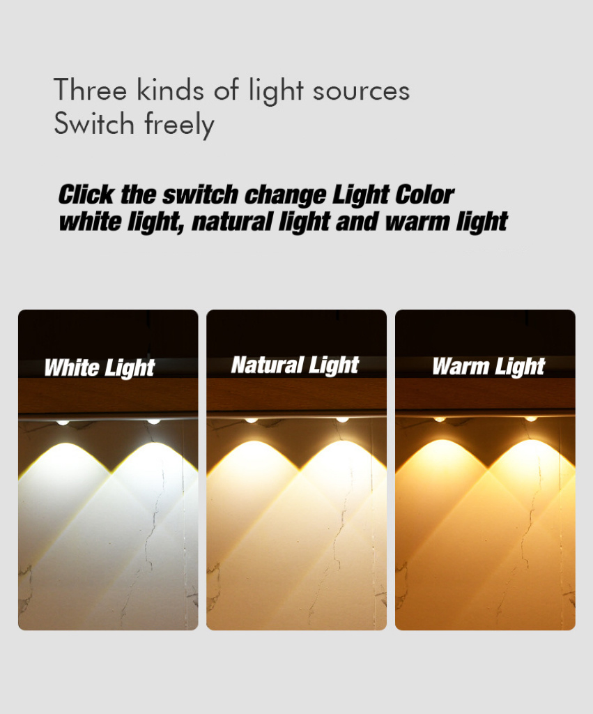 Iluminação de Armário de Montanha LED Decorativa de Alta Qualidade para Interior com Sensor de Movimento por Toque PIR, Lâmpada Sem Fio para Luz de Parede de Armário Interno
