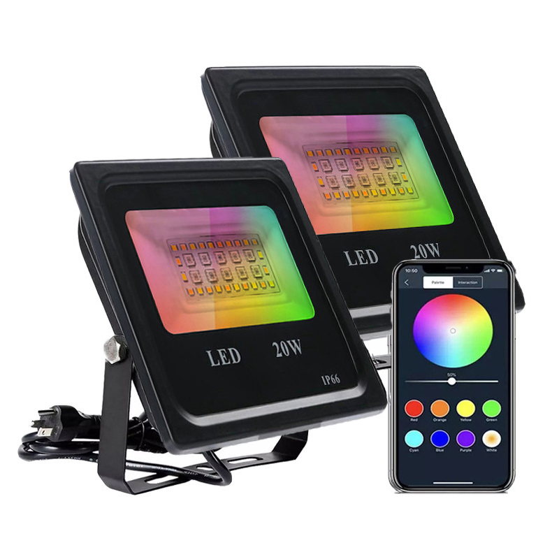 IP66 Luz de Inundação LED Inteligente com Controle de Voz Reciclável