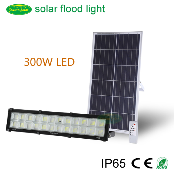 Novo Estilo de Iluminação LED Montada na Parede 300W Luz de Inundação Solar ao Ar Livre com Painel Solar e LiFePO4 Bateria
