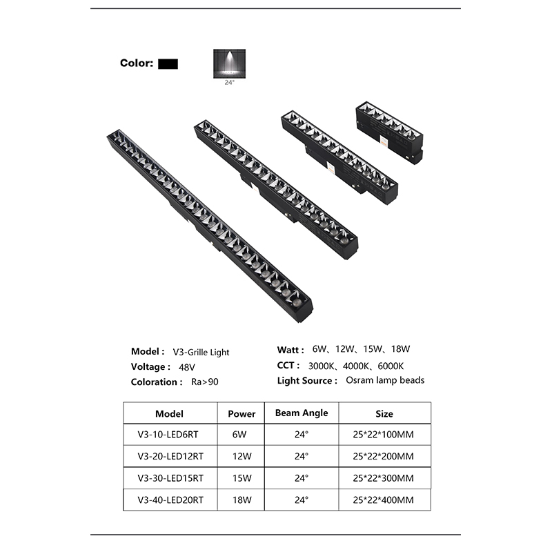 V8 Série AC48V Luz LED Magnética Dimerizável para Interior, Iluminação Linear de Teto, Flood Ultra Fino, Rail Zigbee Dali DMX Tuya com Chips Osram
