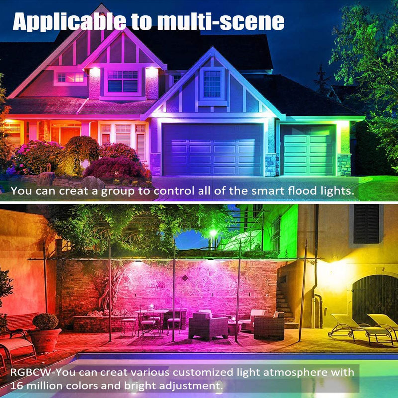 Preço de Fábrica por Atacado Luz de Inundação LED RGB RGBW 40W 60W 100W 150W Luz de Jardim com Controle por APP Decoração de Casa Inteligente