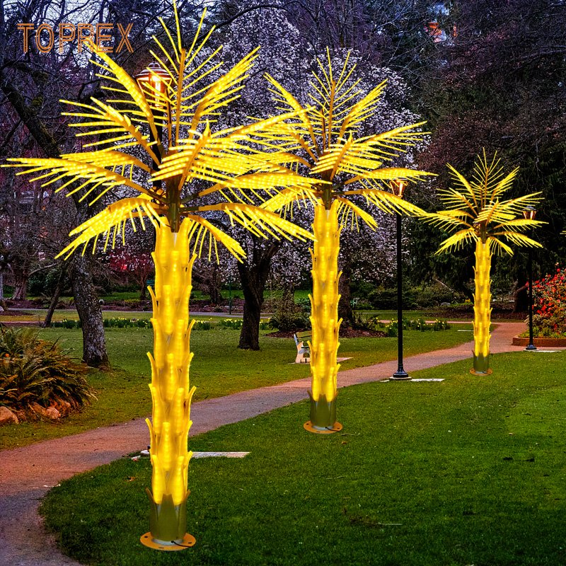 Decoração de Natal Voltagem 24V 110V 220V Outras Decorações de Iluminação LED Árvore Artificial Decoração Eventos Casamento Paisagismo Artificial Luzes de Palmeira LED Plantas