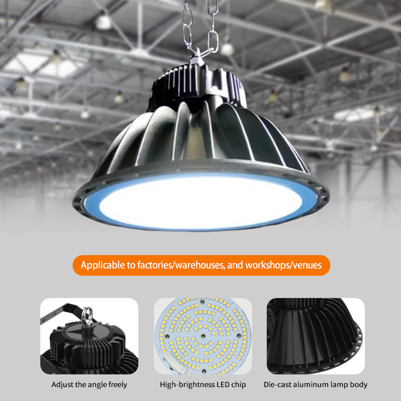 Luz LED de Alta Baía Antirreflexo para Aplicações de Iluminação Industrial em Fábricas e Armazéns