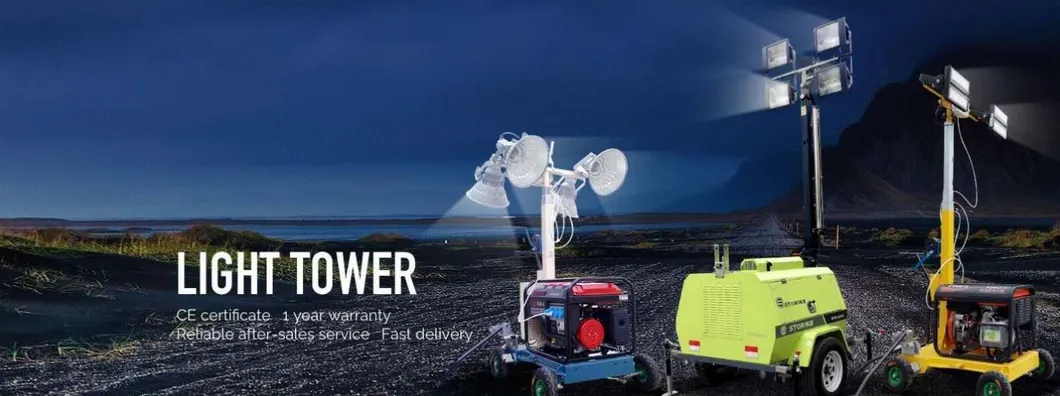 Torres de Iluminação para Construção com Motor Diesel e Luzes LED