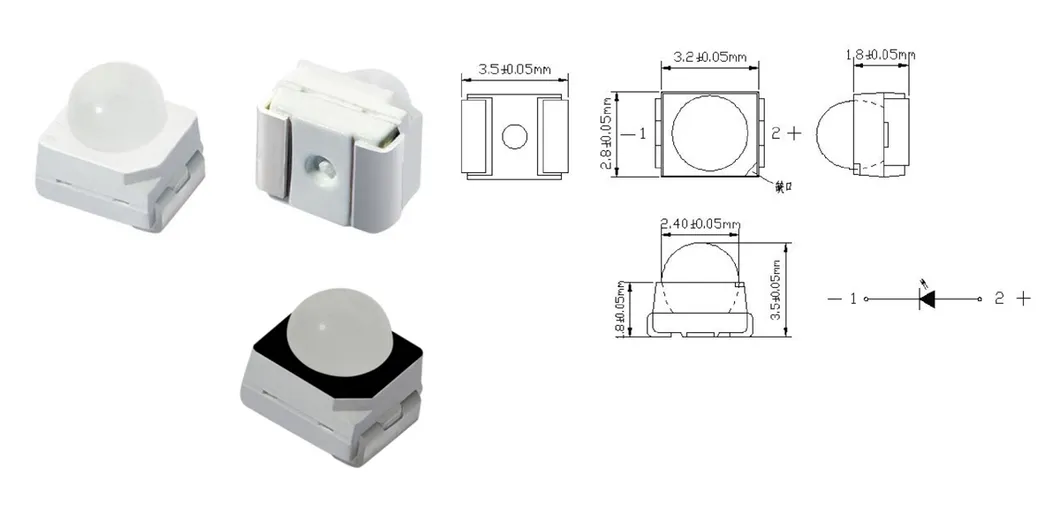 LED SMD tipo dome compatível com RoHS 3528 5050 para letreiros em canal ou iluminação arquitetônica