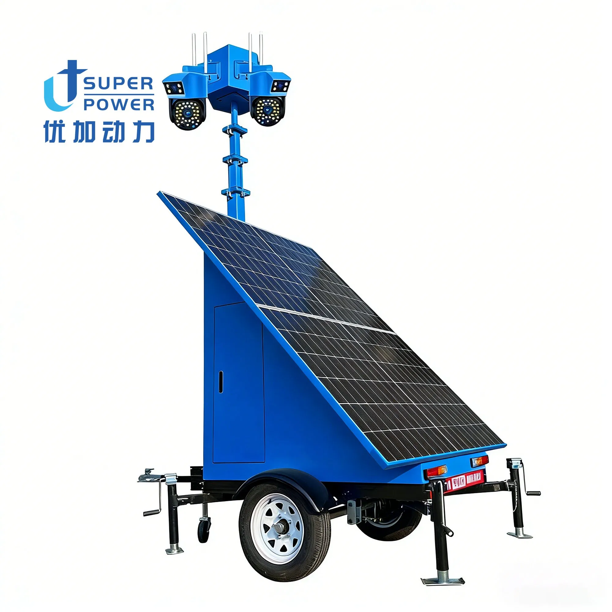 Torres de Luz Móvel Solar a Diesel Portátil Montadas em Reboque 8.5kw Gerador de Luz LED 4X400W