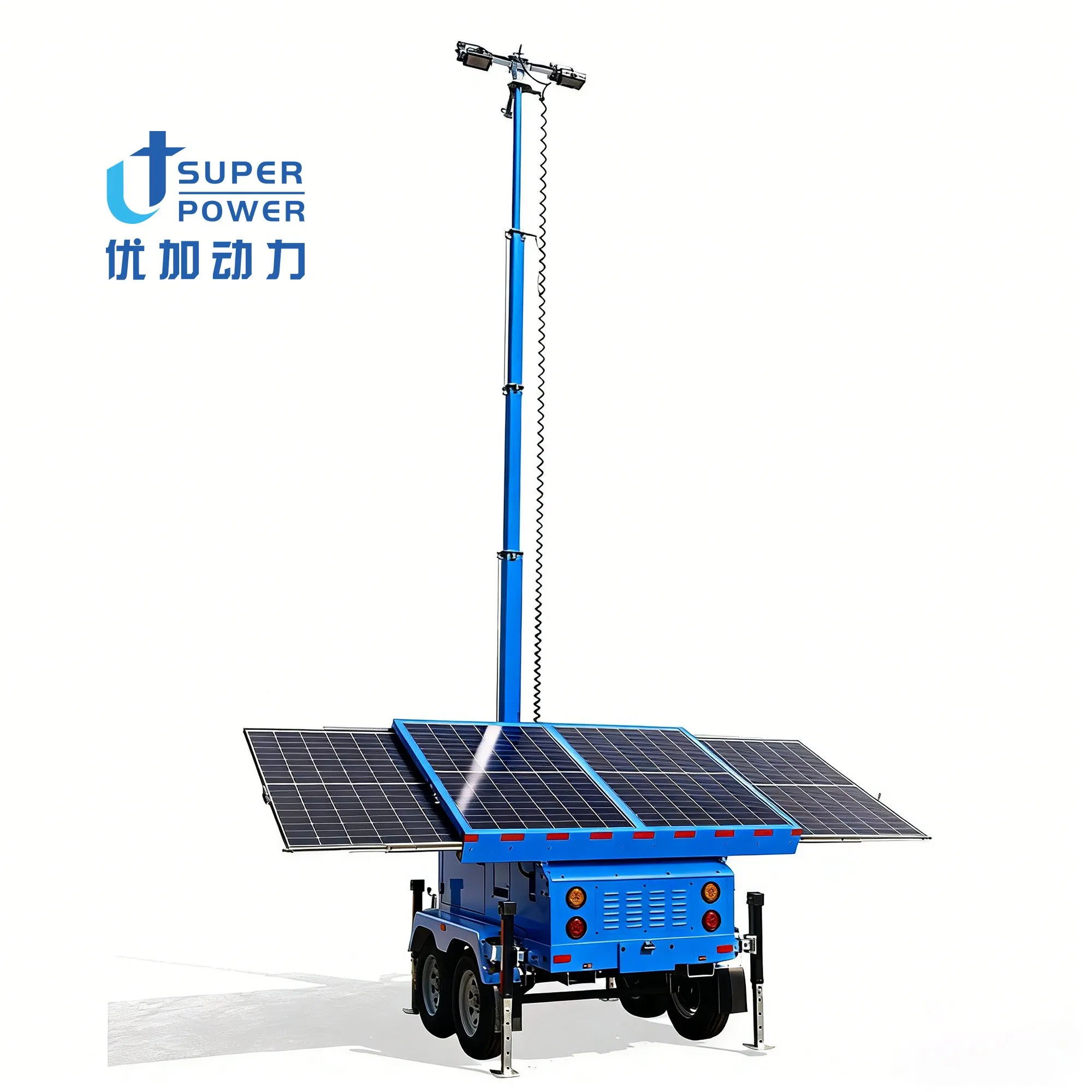 Torres de Luz Móvel Solar a Diesel Portátil Montadas em Reboque 8.5kw Gerador de Luz LED 4X400W