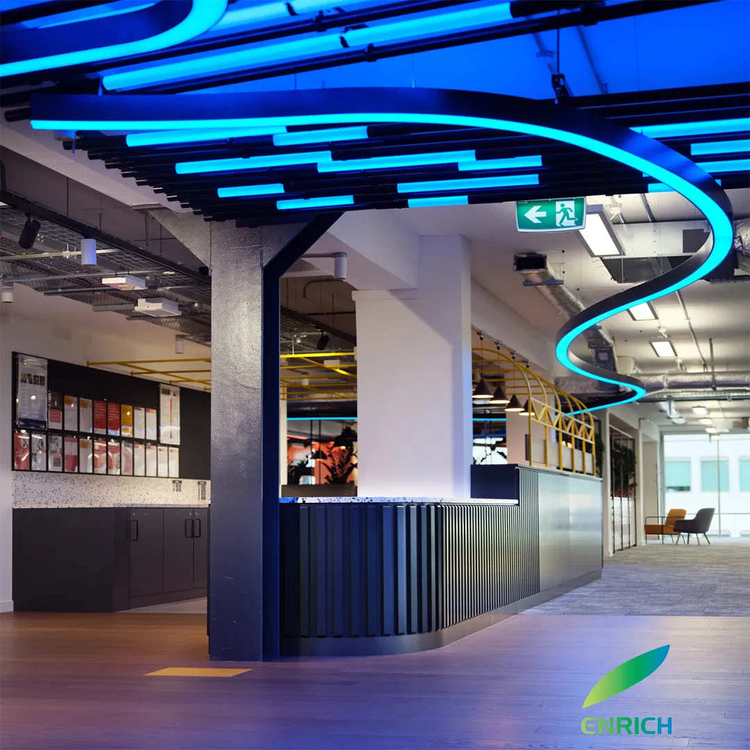 Luz Pendente Curvada RGBW de Alta Qualidade, Luz Linear LED de Desempenho Esportivo para Showroom, Equipamentos Profissionais de Peças Automotivas, Iluminação para Carros/Ginásios