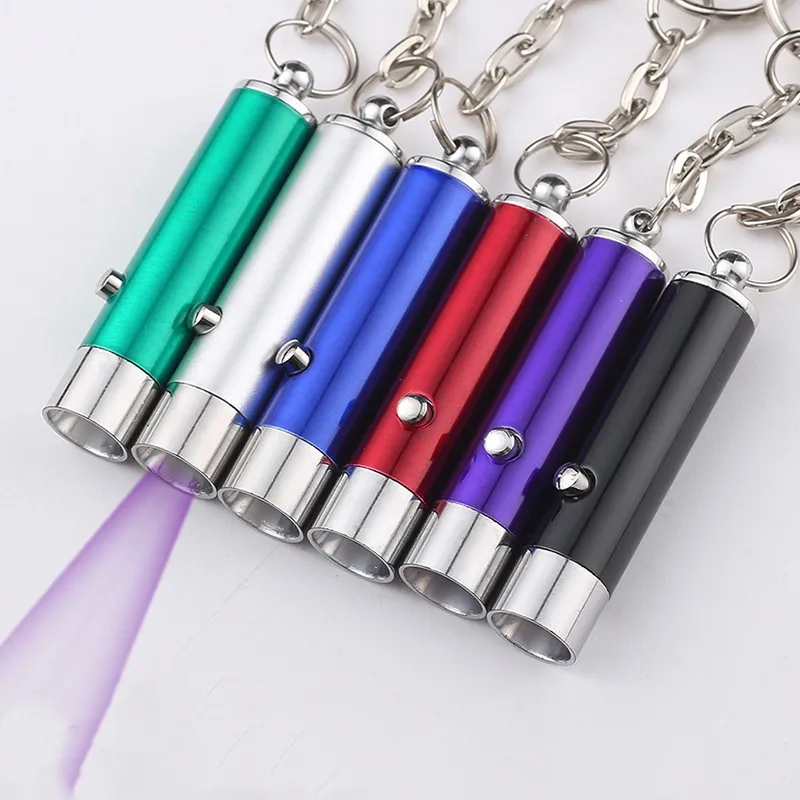 Lanterna Mini LED Personalizada com Projetor UV e Chaveiro para Promoções Feita de Liga
