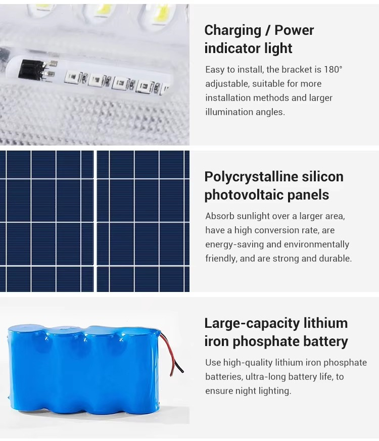 Projetor de Segurança Externo com Destaque Branco Quente, Luz de Inundação Solar LED Estádio à Prova d'Água em ABS
