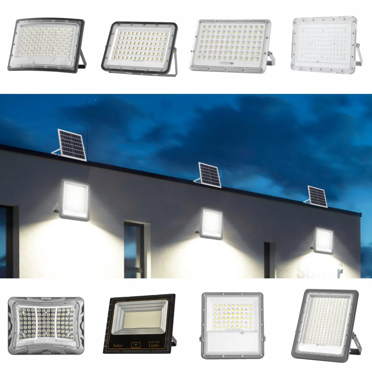 200W 300W 500W Projetor de Segurança Solar LED para Jardim ao Ar Livre
