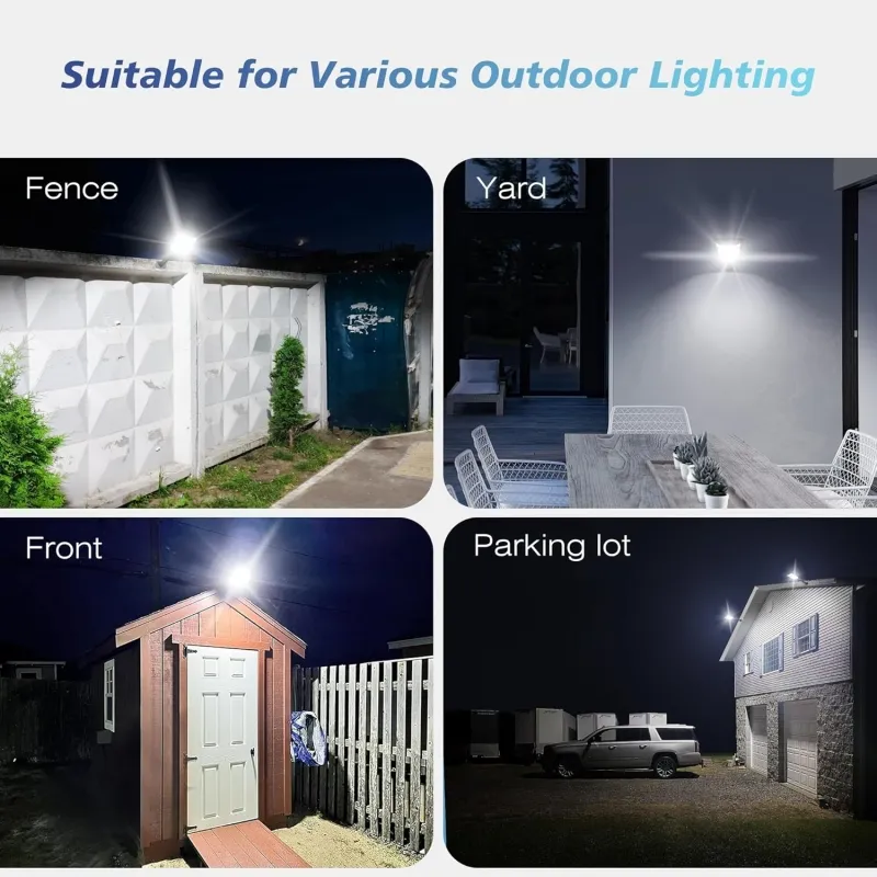 50000 Lâmpada Solar de Rua LED com Sensor de Movimento, Luz de Inundação de Segurança, Iluminação Comercial para Exteriores com Vida Útil de Horas
