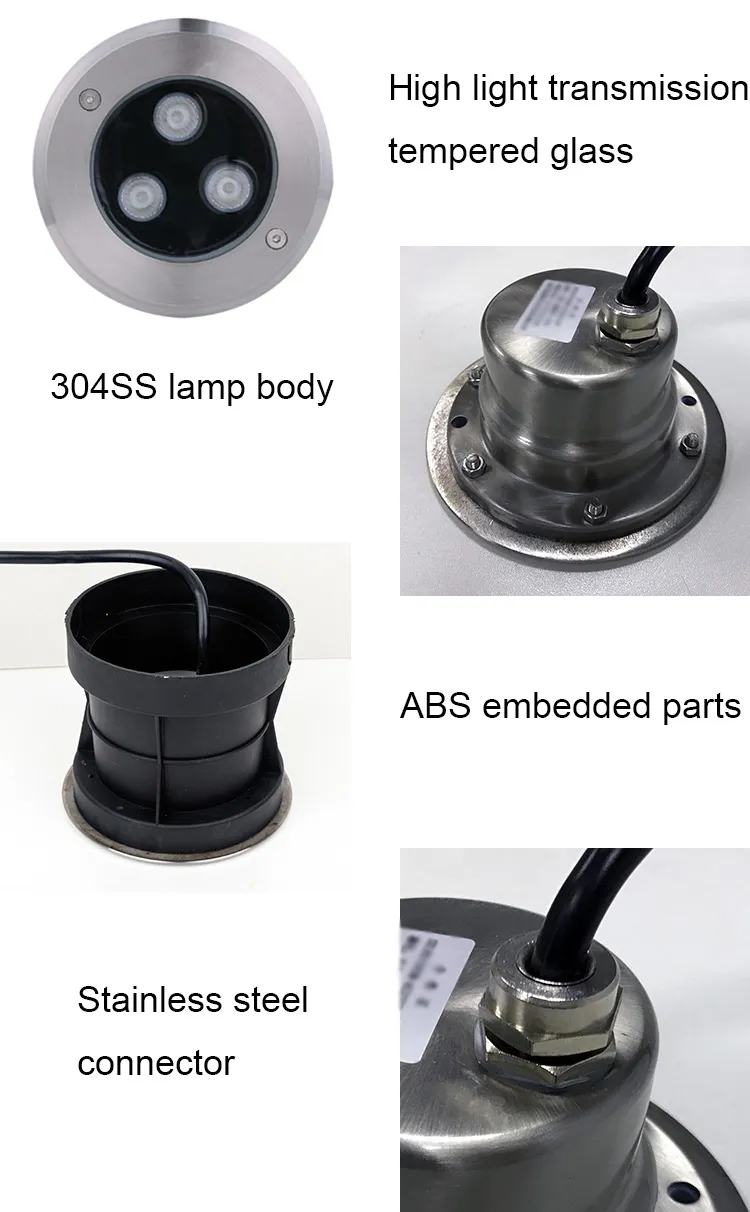 12V 220V Luz LED subaquática embutida à prova d'água IP68 Iluminação de deck luz externa para paisagismo de jardim