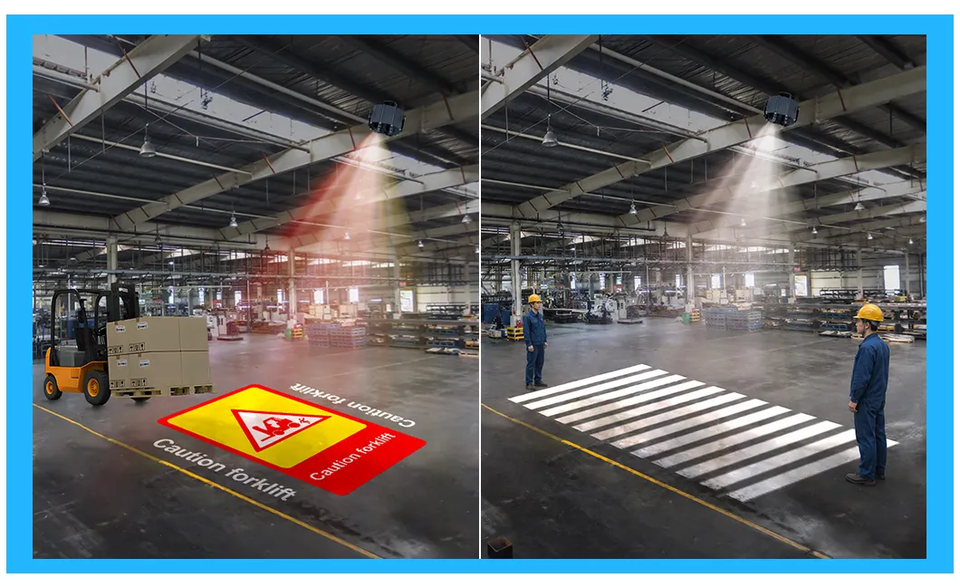 Luz projetora LED de dupla cabeça para solução de iluminação industrial para prevenir colisões