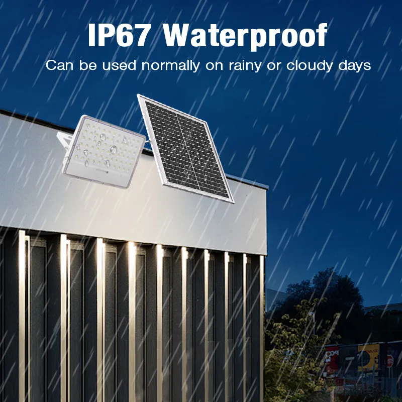 Alumínio 300W IP67 Luminária Solar de Inundação LED de Alto Lúmen para Jardim de Rua ao Ar Livre com Controle Remoto Inteligente