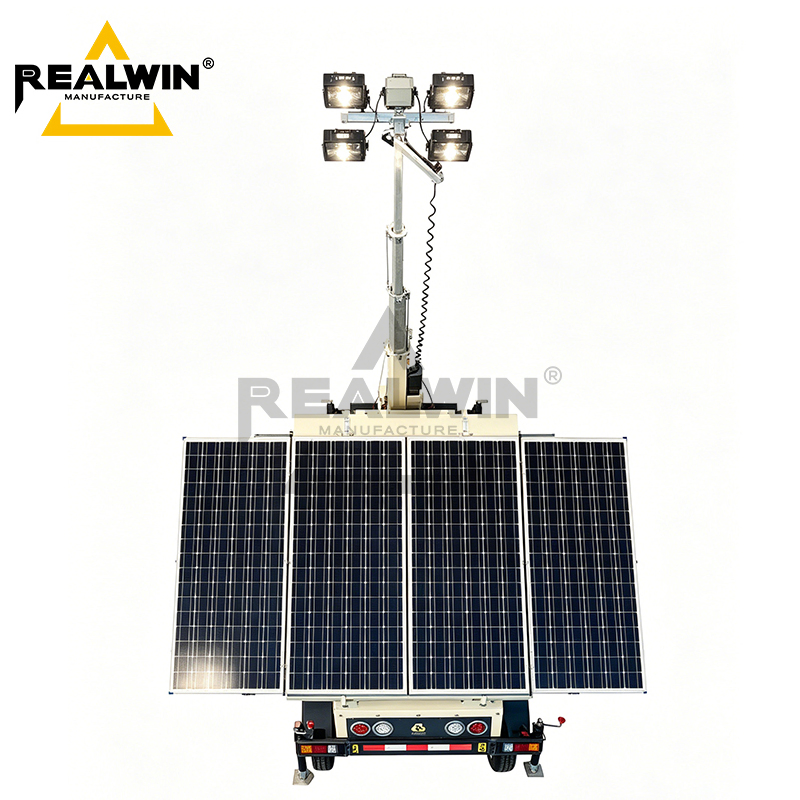 4*100W Torre Solar LED Hidráulica de Levantamento à Prova de Explosão para Iluminação de Campo de Petróleo