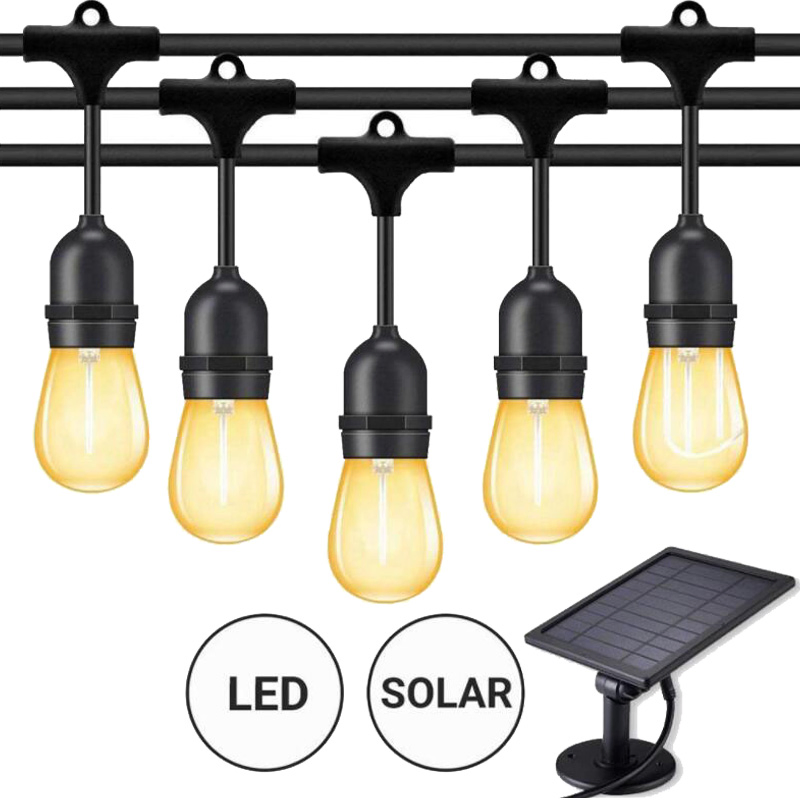 Iluminação LED solar por atacado para exteriores, luzes de corda para festas, decoração de paisagens