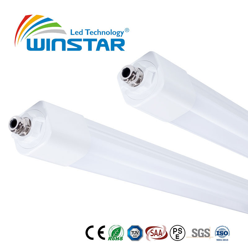 Winstar IP66 Luz de Batten LED à Prova d'Água Ik10 Fixture Linear Tri-Proof 4FT 5FT 120cm 150cm Lâmpada à Prova de Vapor à Prova de Poeira Resistente à Corrosão Iluminação Industrial