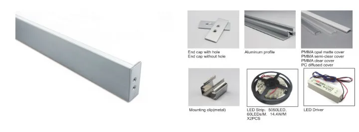 Apw1070 perfil de alumínio LED de emissão dupla