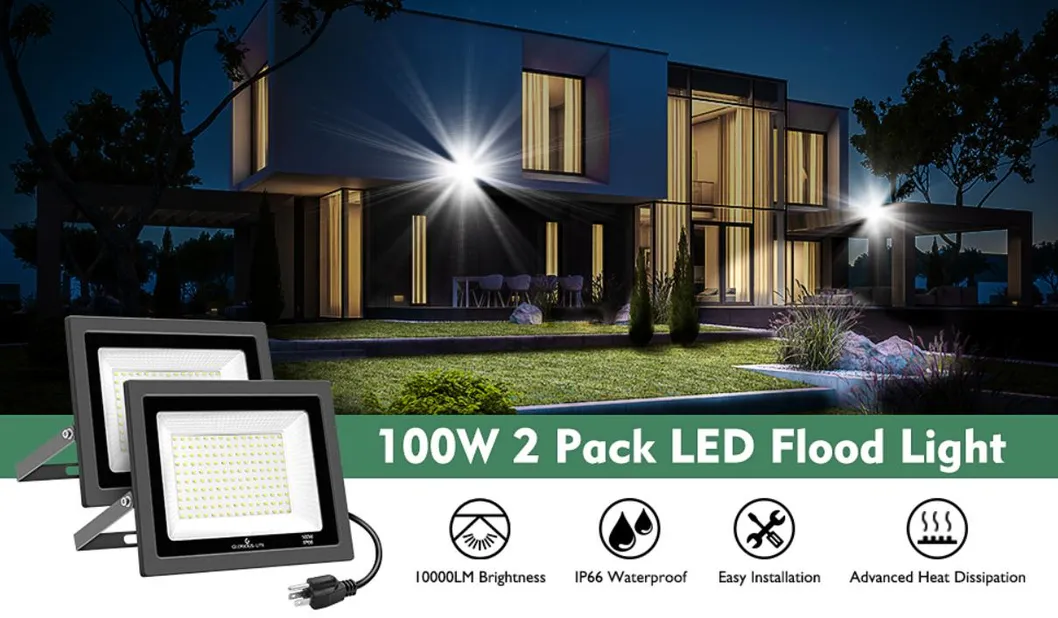 10W-400W Luz de Inundação LED Durável e de Alta Qualidade à Prova d'Água com Controle de Dimerização e Sensor para Exterior