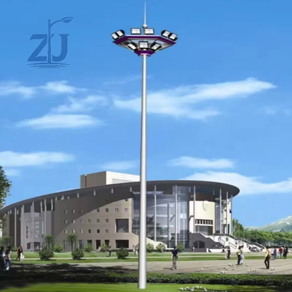 18m 22m 28m Iluminação LED Profissional de Alto Mastro com Sistema de Elevação e Baixamento