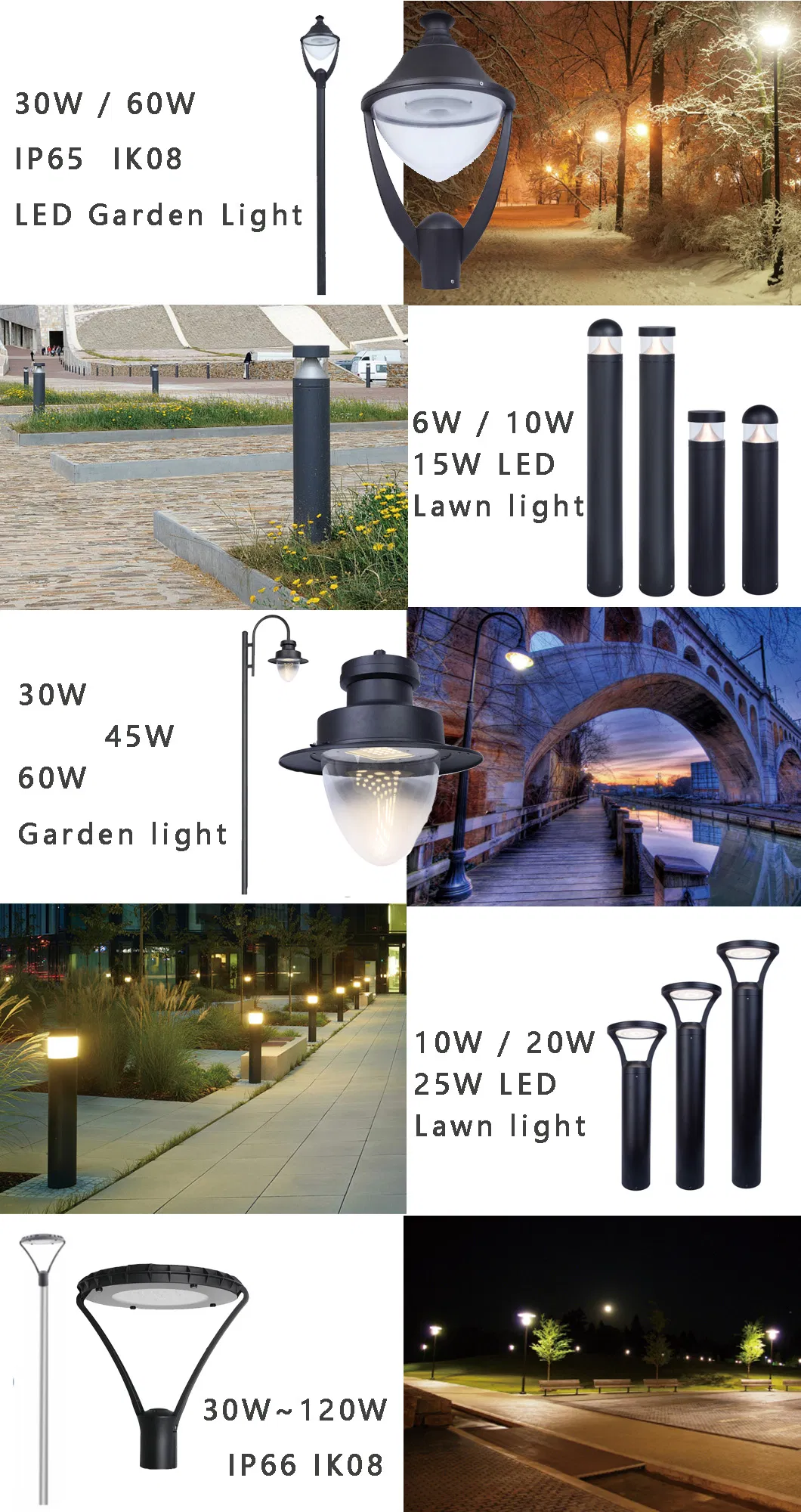 Venda Quente Luz LED OEM Luz de Jardim LED com Driver LED Inteligente Sensor de Movimento IP66 À Prova D'Água CE RoHS Iluminação Solar para Exterior