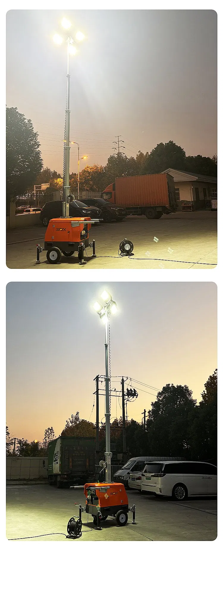 Torre de Luz Portátil LED de Alta Eficiência com Elevação Manual 7m