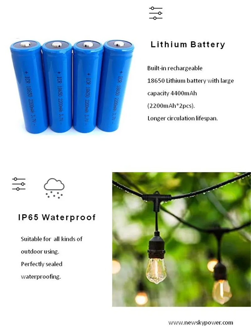 Iluminação LED solar para exteriores, luzes de corda para festas, decoração de paisagens 4