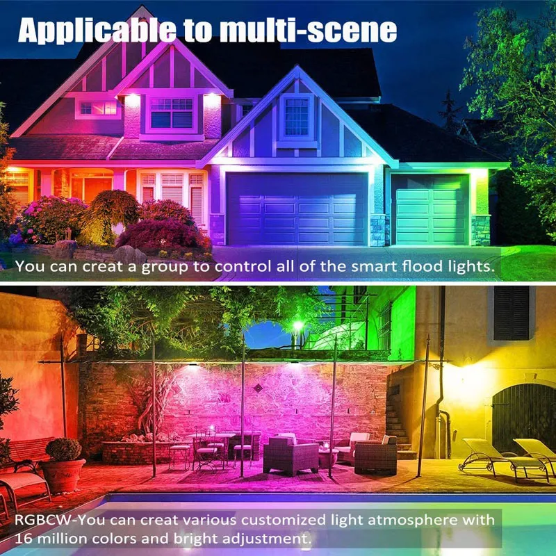 Preço de Fábrica por Atacado Luz de Inundação LED RGB RGBW 40W 60W 100W 150W Luz de Jardim com Controle por APP Decoração de Casa Inteligente