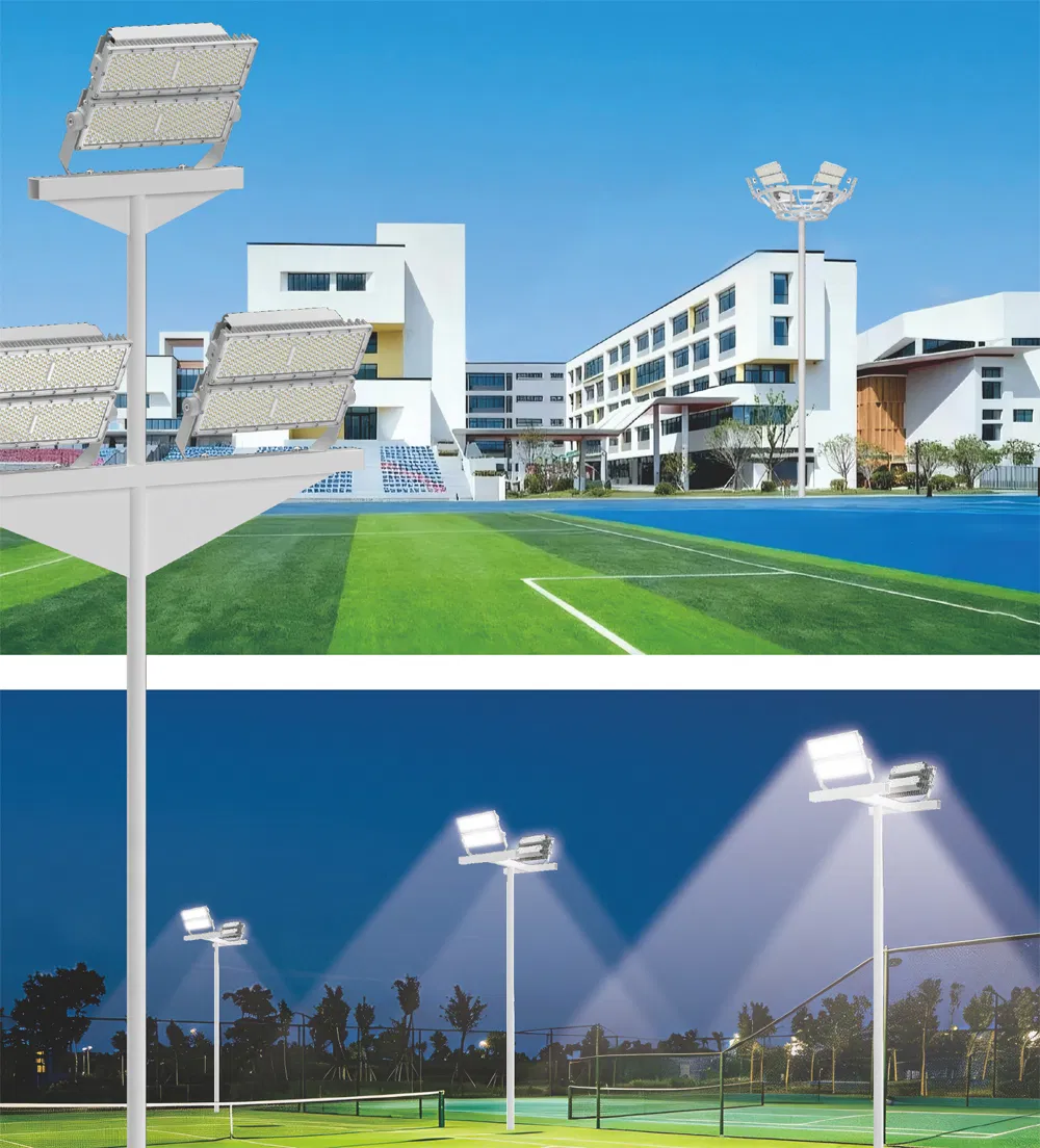 Luz de Inundação LED Projetor de Poste de Alta Mast para Iluminação de Estádio ao Ar Livre Área Pública Iluminação de Pátio de Contêiner 200W 400W 600W 800W 1000W