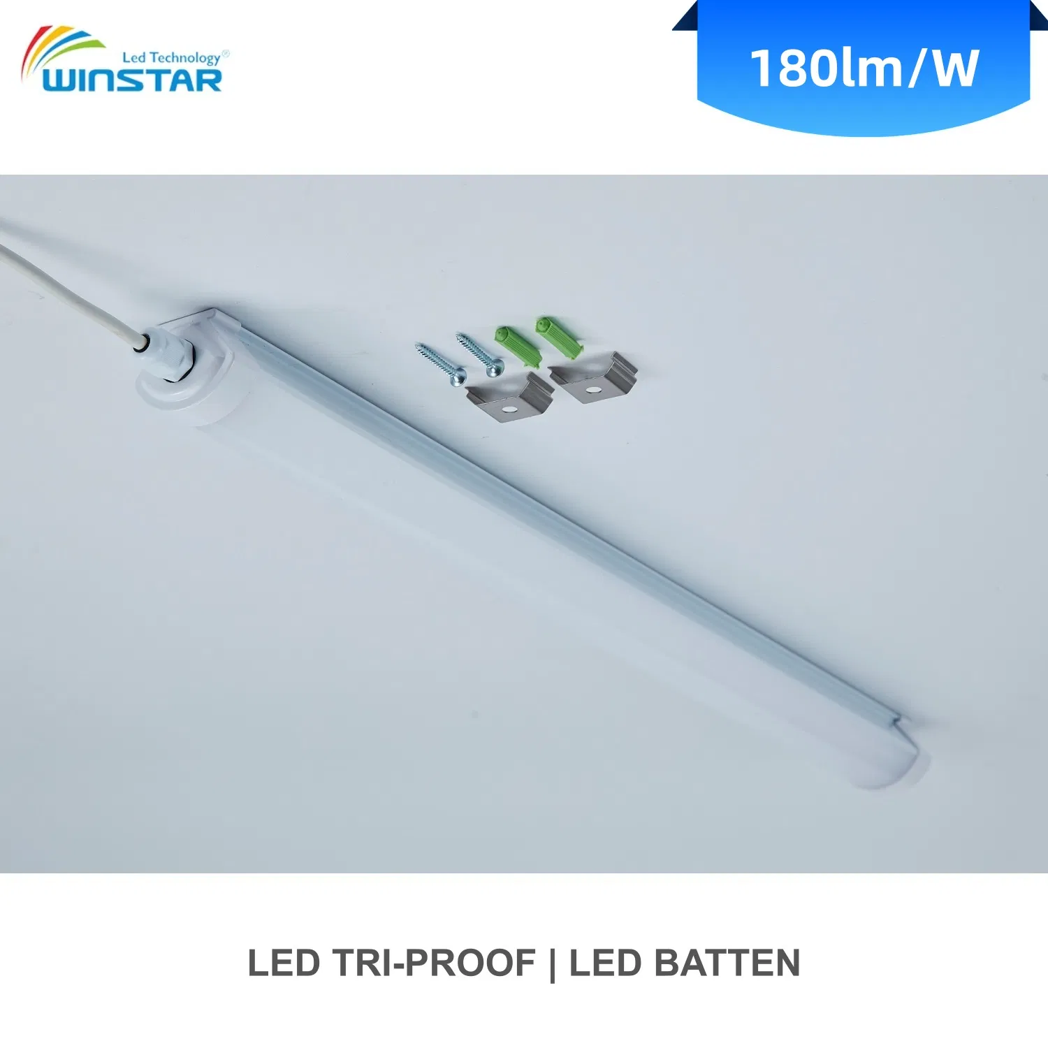 Luminária LED Tri-Proof 36W 5400lm IP65 à prova de poeira, lâmpada linear certificada CE para canteiro de obras, oficina e iluminação industrial temporária