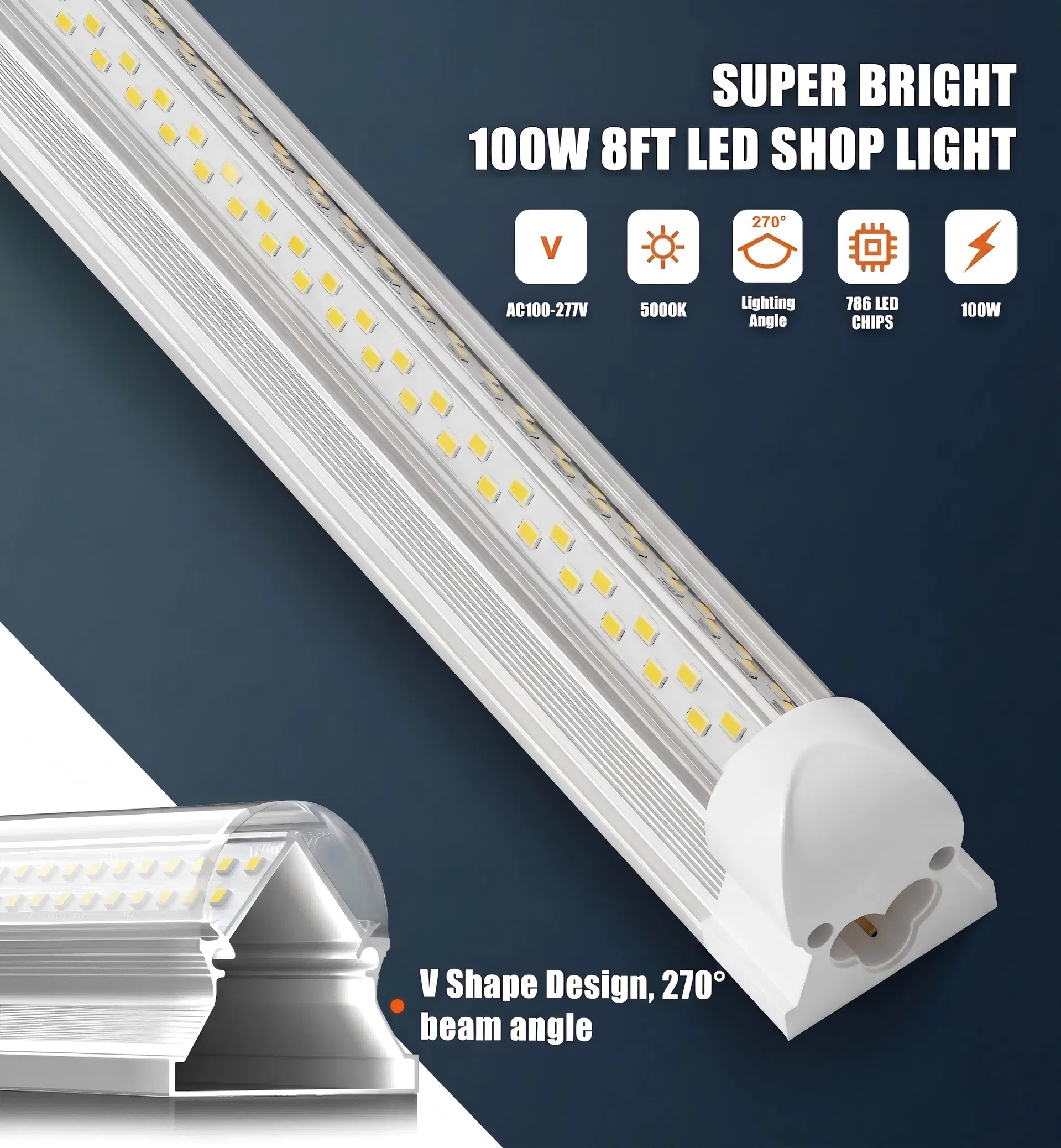 Luz de Tubo LED Integrada em Forma de V T8 2