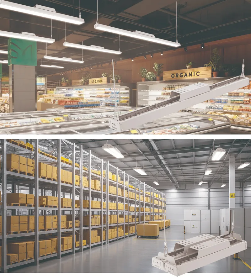 100W 200W 300W 400W Luz Linear LED Industrial de Alta Baía à Prova de Tri para Armazém e Iluminação Suspensa de Shopping