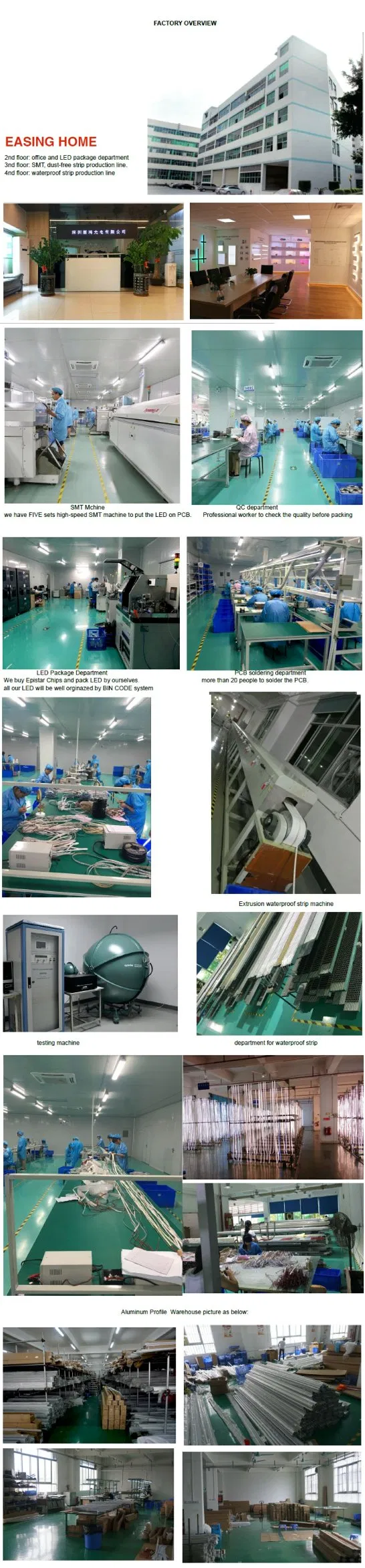 Processo de produção de perfis de alumínio LED