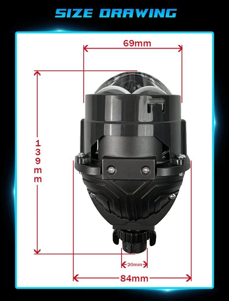 Farol LED de Alta Lumens 2.5 Polegada