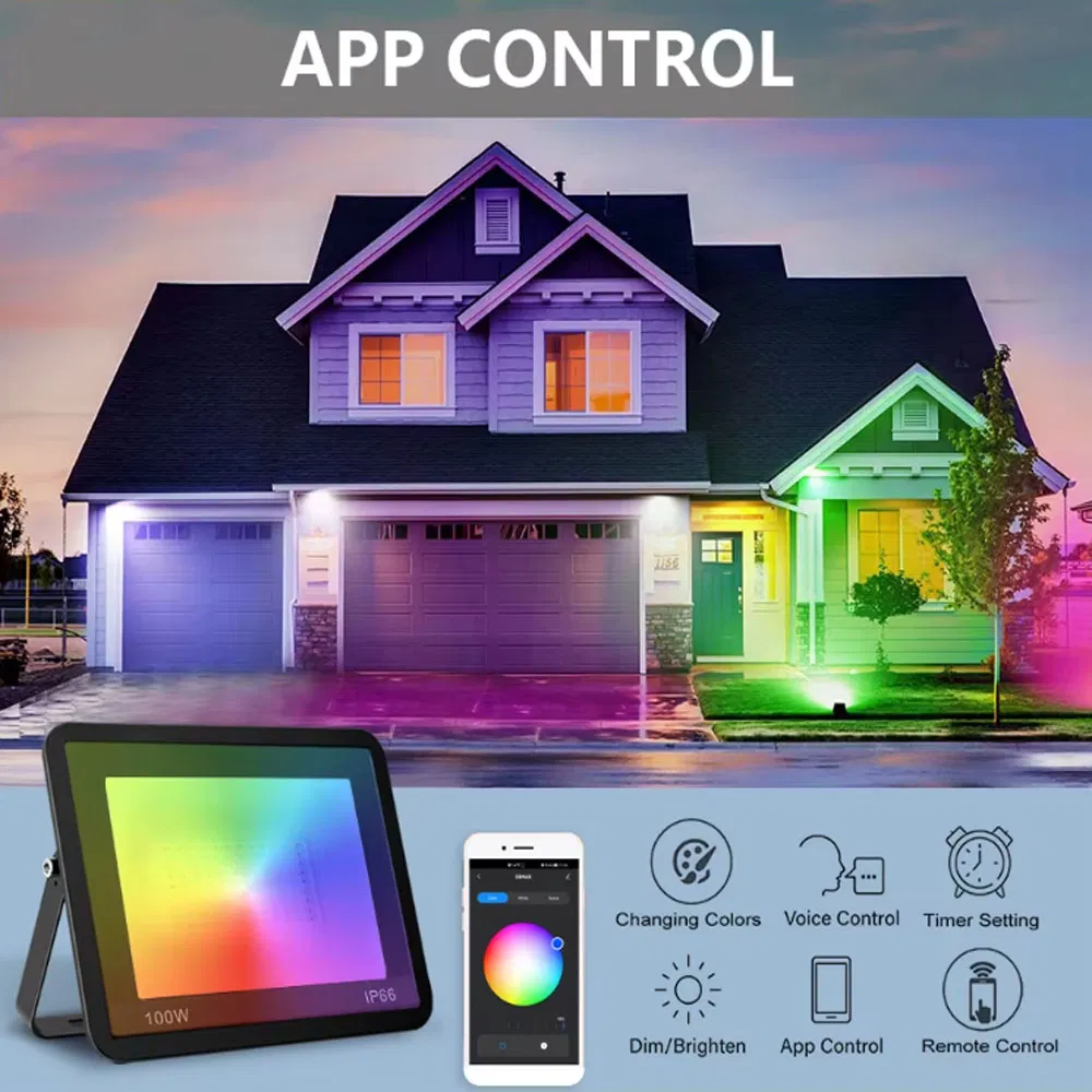 Controle Inteligente de APP Luminária LED RGB Opulenta Nova Remessa 4in1 Luzes de Paisagismo para Jardim ao Ar Livre IP65 Mudança de Cor com Temporizador em Alumínio