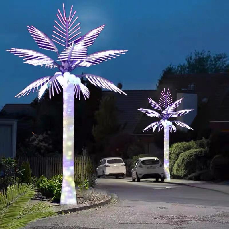 Árvores de Palmeira Iluminadas Artificialmente para Paisagismo ao Ar Livre, Iluminação à Prova d'Água, Engenharia de LED