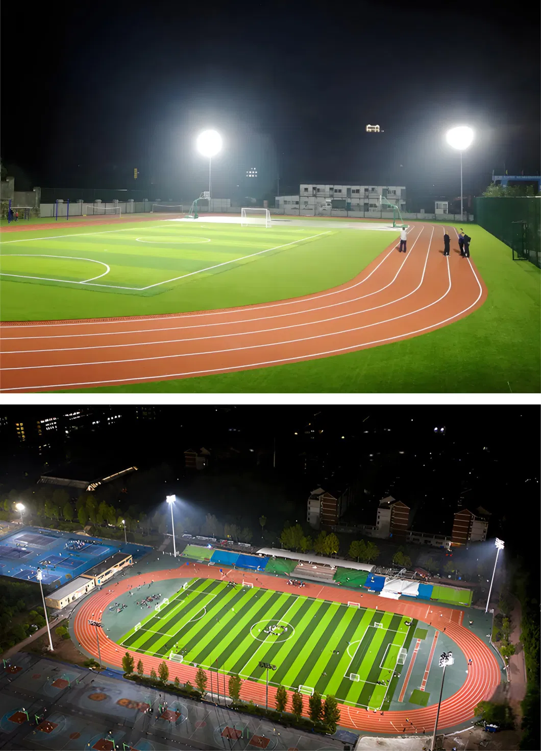 Conjunto Completo de Luzes de Alto Mastro LED com Poste Galvanizado para Iluminação de Quadras Esportivas