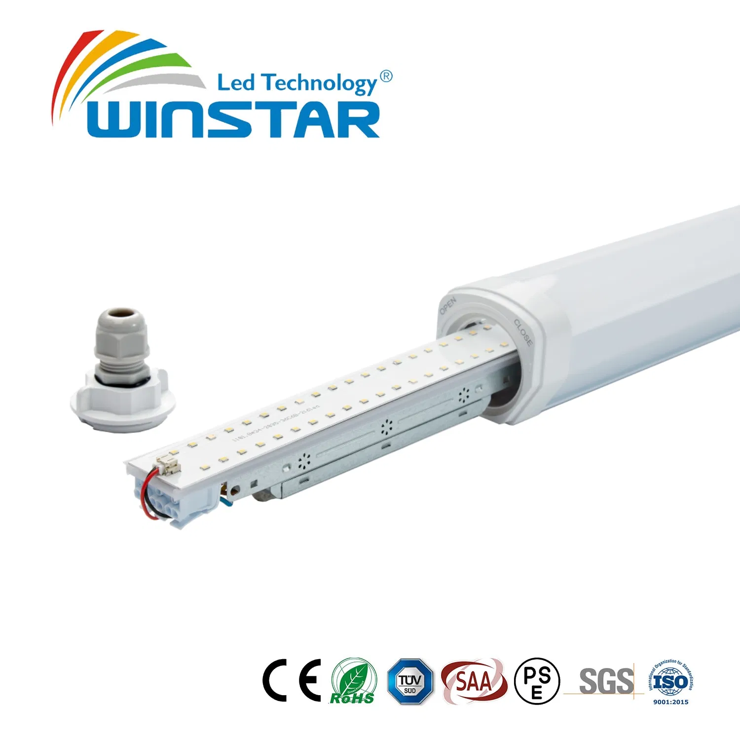 Luz Tri-Proof LED IP66 Ik08 - Design patenteado em PC Alumínio, Iluminação para Armazém e Oficina