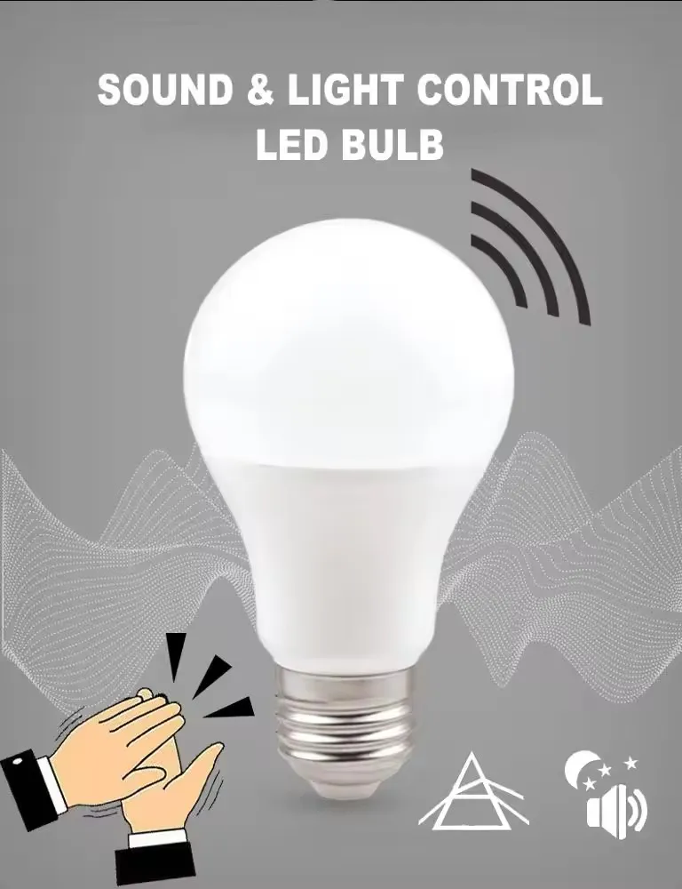 Lâmpada LED Iluminação Inteligente 7W 9W 12W Detecção de Luz por Radar de Micro-ondas Sensor de Movimento Bulbo