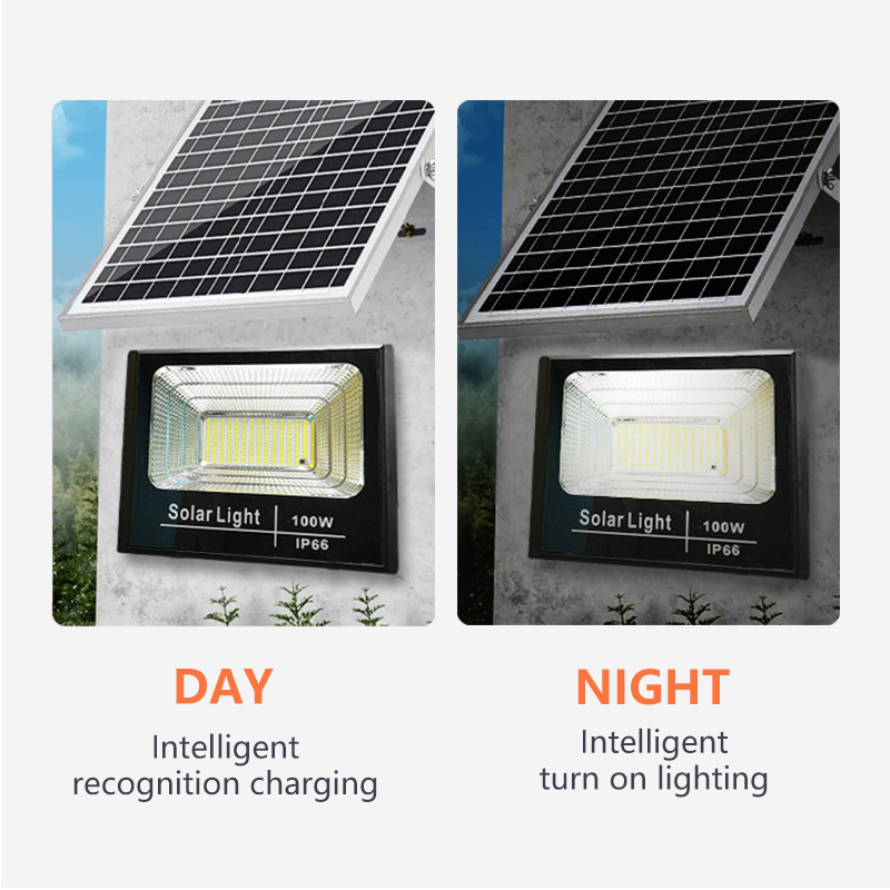 Lâmpada de Jardim à Prova d'Água Personalizada da China Luz LED Branca Brilhante 25W 40W 60W 100W 200W 300W Luz de Inundação Solar Inteligente