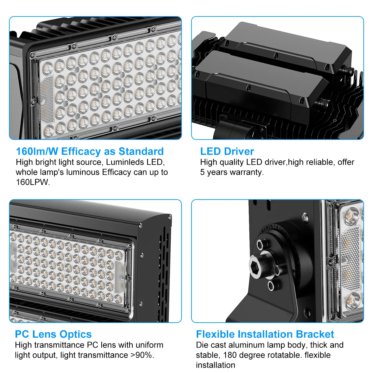 600 Watts 800W 1000W Iluminação LED de Estádio de Futebol
