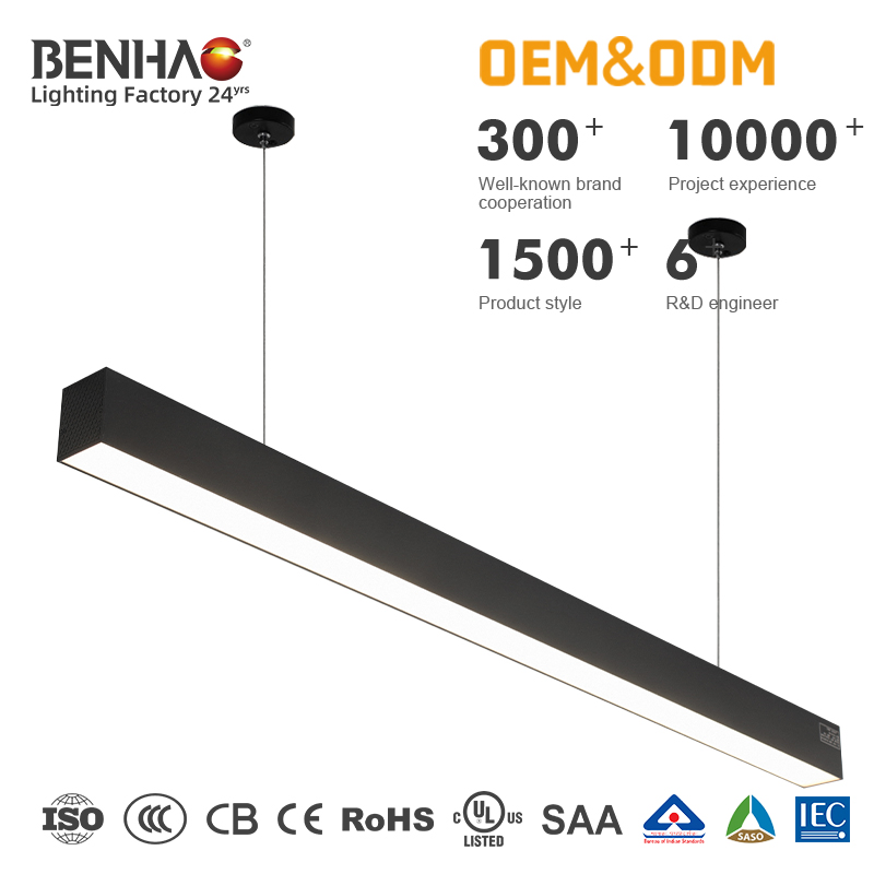 Iluminação de Teto LED Interior, Pendentes de Superfície em Alumínio, Anti Reflexo, Dimmable para Casa Inteligente, Fita de Luz COB 6-44W 220V Luz Linear em Grelha