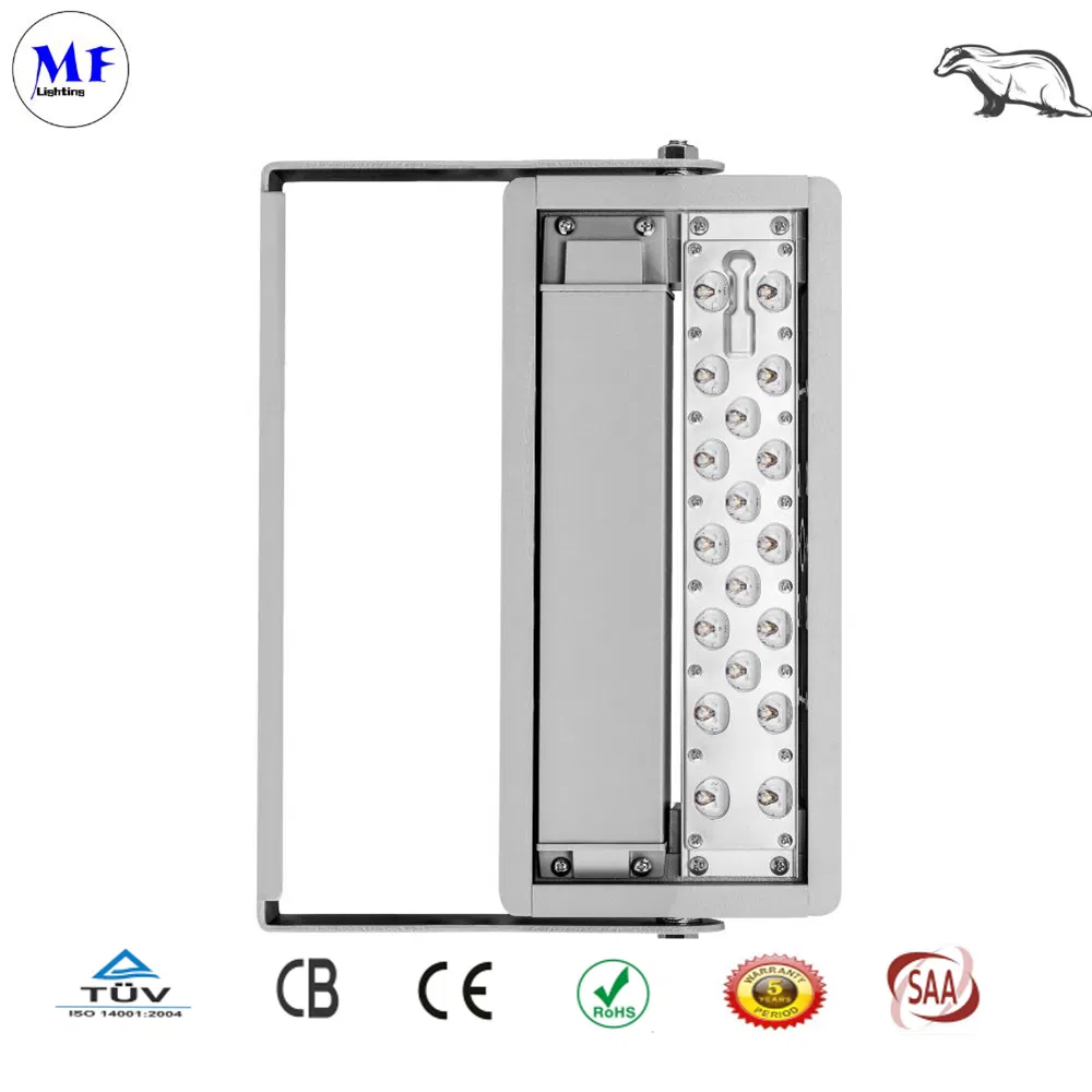 120W Dimerização de Luz de Projetor de Alta Potência 0-10V RGB Industrial IP67 Luz de Inundação LED para Exterior Luz de Inundação LED para Túnel Porto Marítimo Estádio e Iluminação Externa