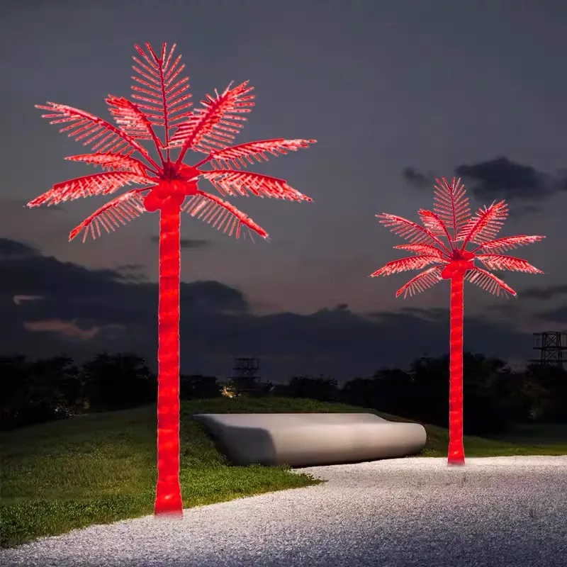 Árvores de Palmeira Iluminadas Artificialmente para Paisagismo ao Ar Livre, Iluminação à Prova d'Água, Engenharia de LED