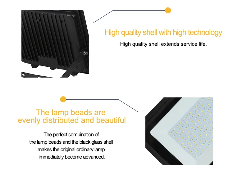 Amostra de Personalização de Luz de Inundação LED AC220V 50W 100W 150W 200W Alta Brilho IP66 Iluminação Externa à Prova d'Água Holofotes LED Spotlight de Parede