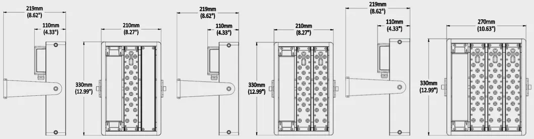 Dimensões do Projetor LED 60W 120W 180W