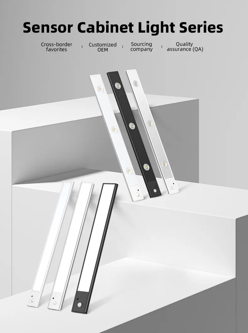 Iluminação Magnética de Armário USB Recarregável para Cozinha Lâmpada de Closet com Dimerização Sensor de Movimento Luz Noturna LED para Abaixo do Armário