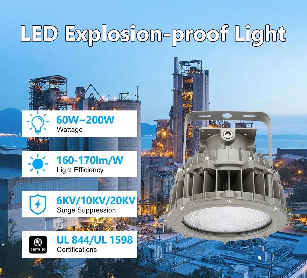 20kv Supressão de Surto IP65 60W-200W Iluminação LED à Prova de Explosão