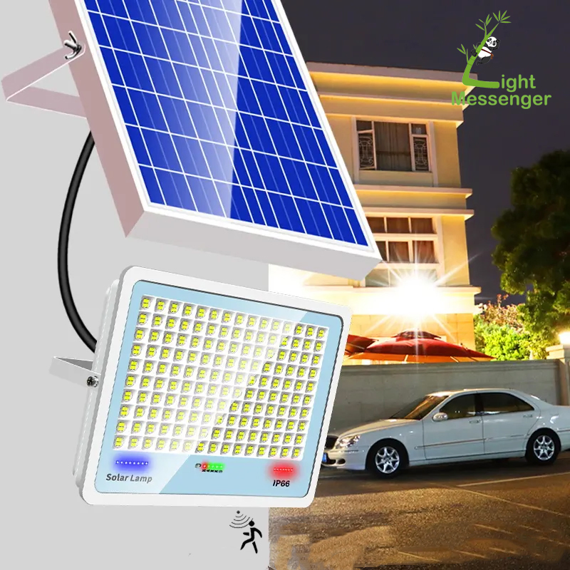 Luz Mensageira Luminária de Rua de Alta Qualidade Controle Remoto Holofote 100W 200W 300W Exterior Estacionamento Jardim Corte IP66 À Prova D'Água Luz Solar LED Inteligente